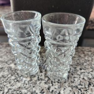 2 Vintage Made in Italy Diamond Cut Glass Toothpick Holders